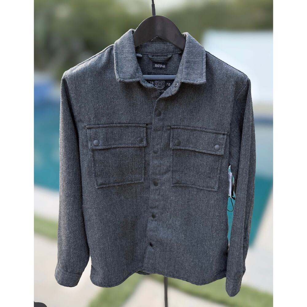 Buffalo David Bitton Jerick Herringbone Snap Shacket M NWT - Picture 2 of 5